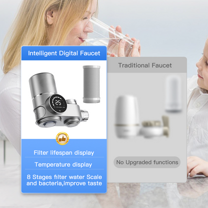 Ordalyne Faucet Water Filter for Sink — Reduces Chlorine, Taste & Odor | Smart LED Filter-Life Display, Fits Standard Faucets