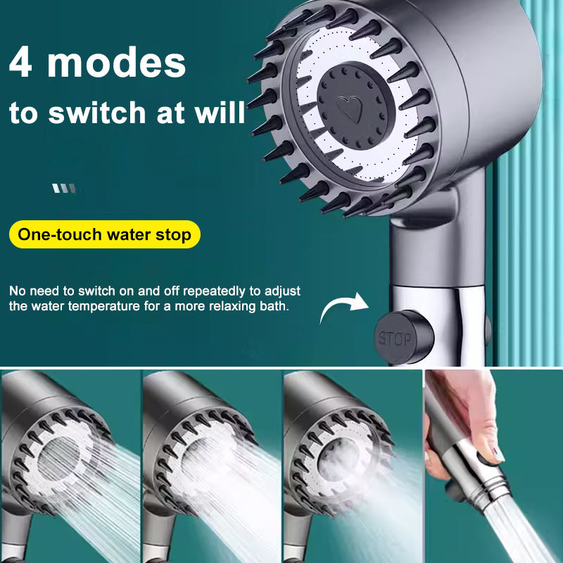 Ordalyne High-Pressure Filtered Shower Head – Handheld with 3 Spray Modes, Pause Switch, Hose & 5 Replaceable Sediment Filters